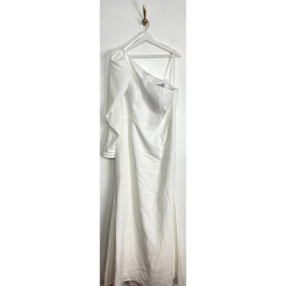 MAC DUGGAL One Shoulder Puff Sleeve Gown in White Size US 14 - Picture 2 of 10